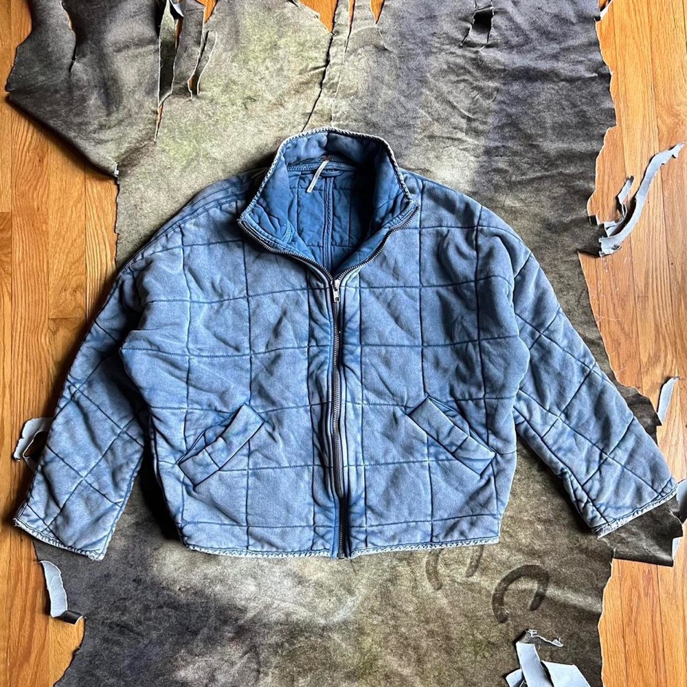 Free people Dolman sleeve quilted jacket ✨ stormy waters blue color size XS - Picture 1 of 4